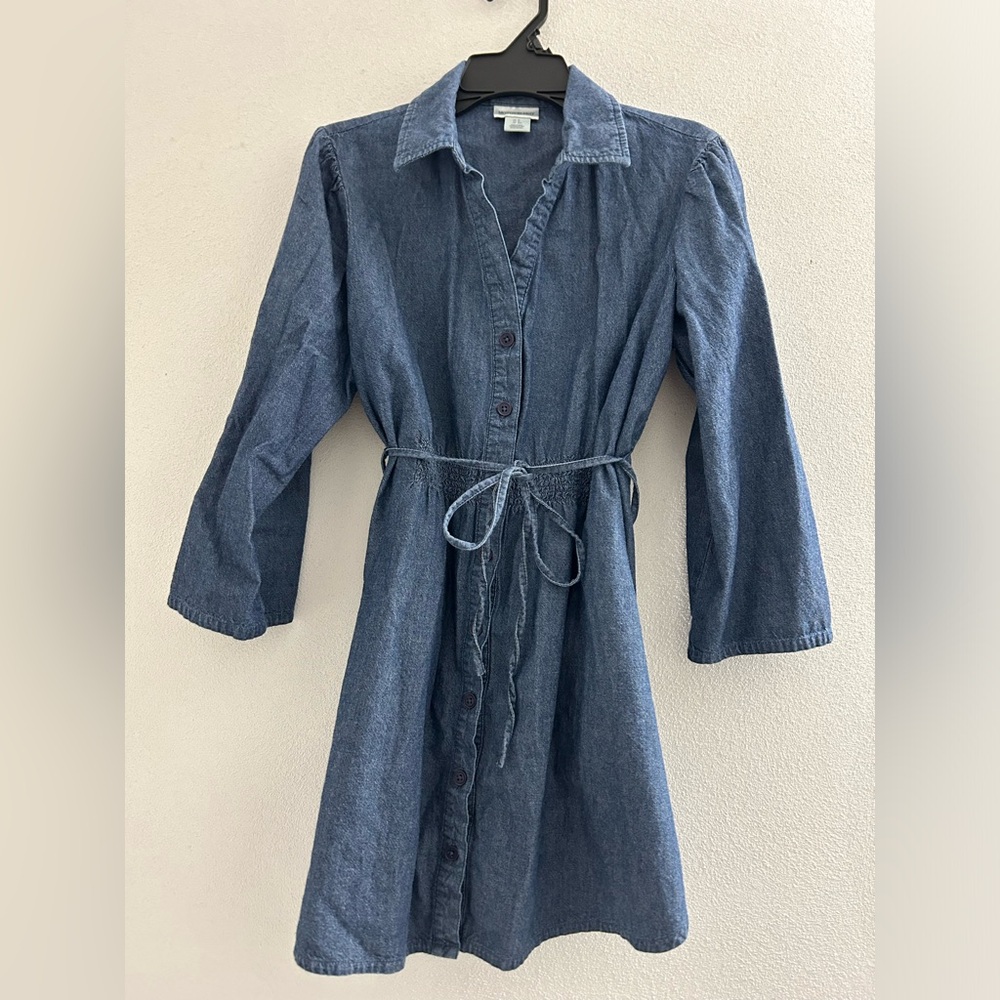 🦋 Vintage Denim Blue Button-Up tunic length Maternity top! Size Small
